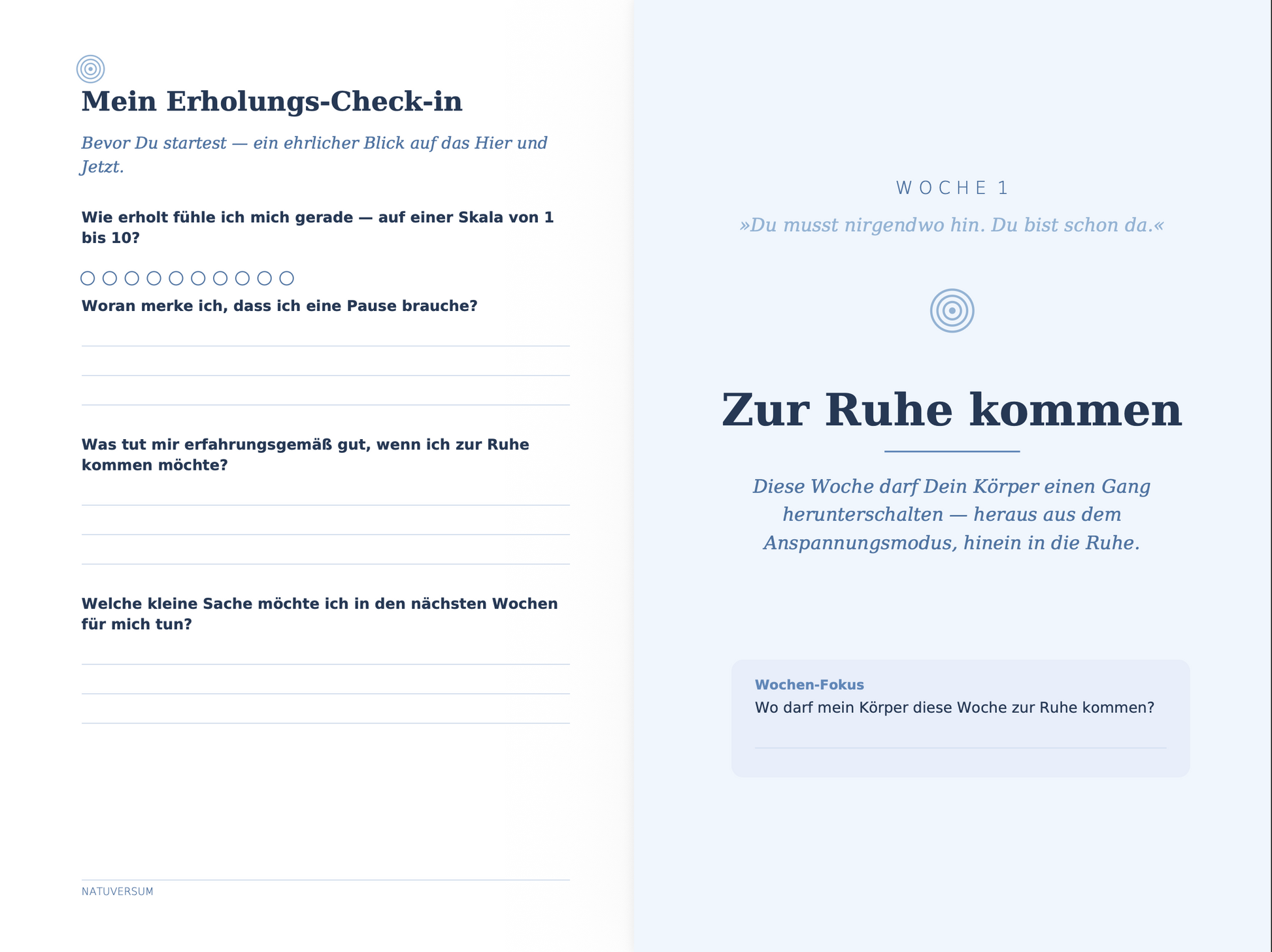 Recovery - Vorschau Woche 1